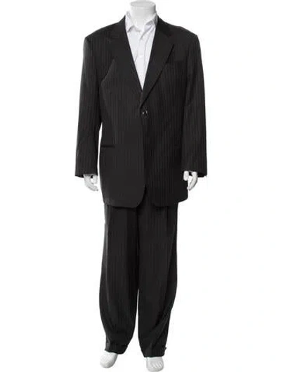 Pre-owned Armani Collezioni Wool Striped Two-piece Suit In Black