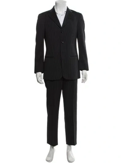 Pre-owned Armani Collezioni Wool Striped Two-piece Suit In Black