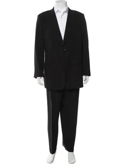 Pre-owned Armani Collezioni Wool Striped Two-piece Suit In Black