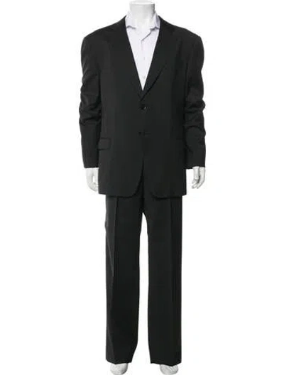 Pre-owned Armani Collezioni Wool Striped Two-piece Suit In Black