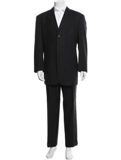 Pre-owned Armani Collezioni Wool Striped Two-piece Suit In Black