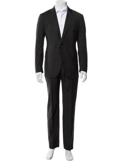 Pre-owned Armani Collezioni Wool Striped Two-piece Suit In Black