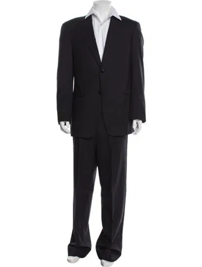 Pre-owned Armani Collezioni Wool Striped Two-piece Suit In Black