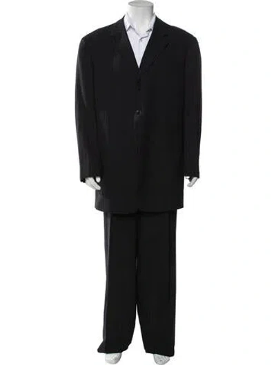 Pre-owned Armani Collezioni Wool Striped Two-piece Suit In Blue