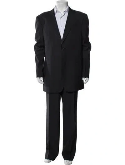 Pre-owned Armani Collezioni Wool Striped Two-piece Suit In Gray