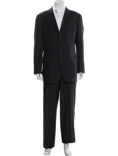 Pre-owned Armani Collezioni Wool Striped Two-piece Suit In Gray