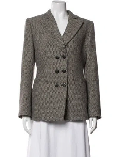 Pre-owned Armani Collezioni Wool Tweed Pattern Coat In Neutrals