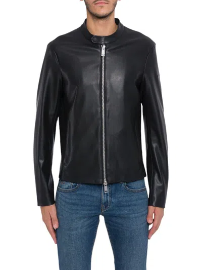 Armani Collezioni Zipped Bomber Jacket In Black