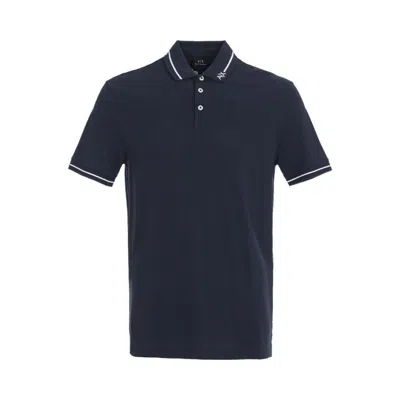 Armani Exchange Man Polo Shirt Midnight Blue Size S Cotton