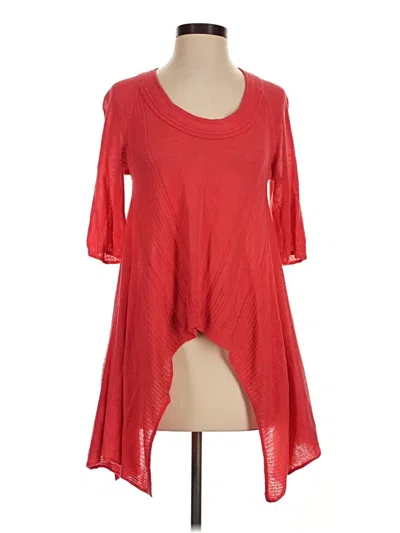 Pre-owned Armani Exchange 3/4 Sleeve Top Red Scoop Neck Tops