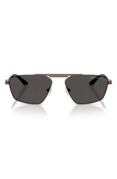 Armani Exchange 56mm Aviator Sunglasses In Transparent