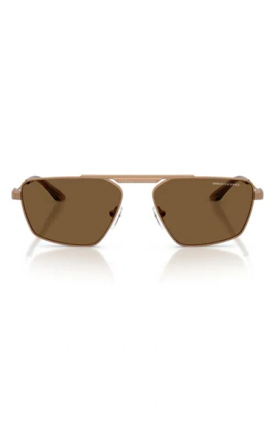 Armani Exchange 56mm Aviator Sunglasses In Brown