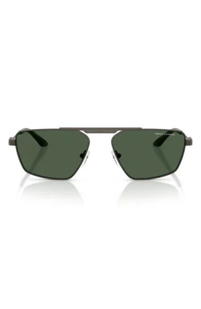 Armani Exchange 56mm Aviator Sunglasses In Green