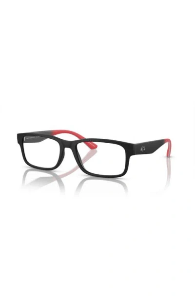 Armani Exchange 56mm Rectangle Optical Glasses In Black