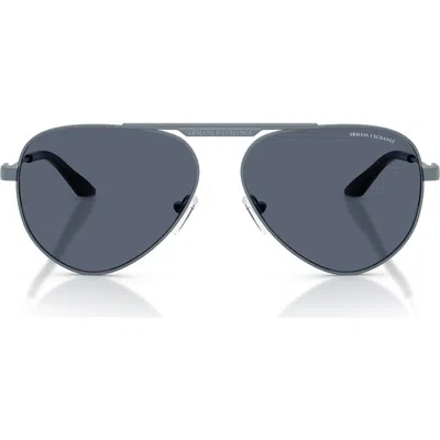 Armani Exchange 58mm Aviator Sunglasses In Blue