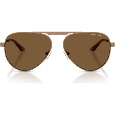 Armani Exchange 58mm Aviator Sunglasses In Brown