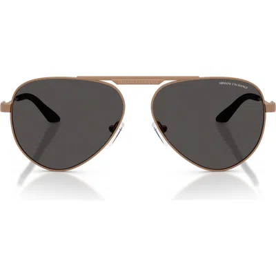 Armani Exchange 58mm Aviator Sunglasses In Brown