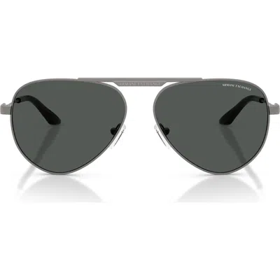 Armani Exchange 58mm Aviator Sunglasses In Gray