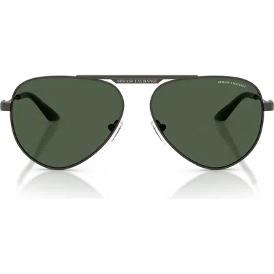 Armani Exchange 58mm Aviator Sunglasses In Green