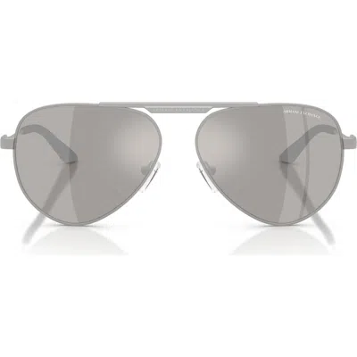 Armani Exchange 58mm Aviator Sunglasses In Silver
