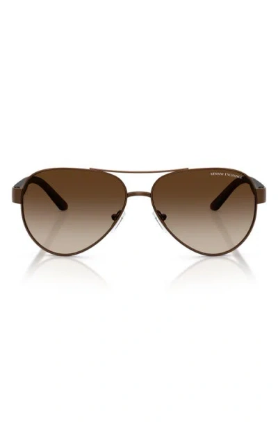 Armani Exchange 59mm Gradient Pilot Sunglasses In Brown