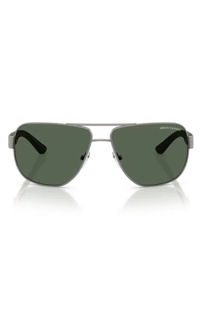 Armani Exchange 62mm Aviator Sunglasses In Green