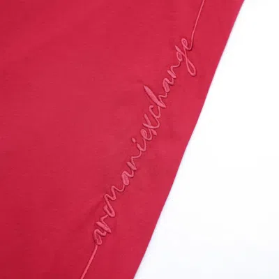 Armani Exchange 女士慵懒随性刺绣字母短袖开叉裙连衣裙 In Red
