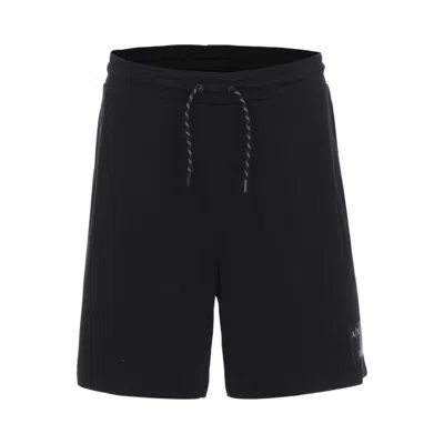 Armani Exchange 男士纯棉透气微弹舒适休闲运动系绳休闲短裤 In Black