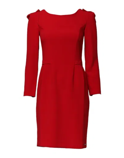 Pre-owned Armani Exchange Above Knee Long Sleeves Sheath Women's Dress () In Red
