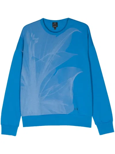 Armani Exchange Abstract-print Cotton Blend Sweatshirt In Blue