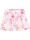 Armani Exchange Abstract-print Pleated Shorts In 粉色
