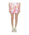 Armani Exchange Abstract-print Pleated Shorts In Pink
