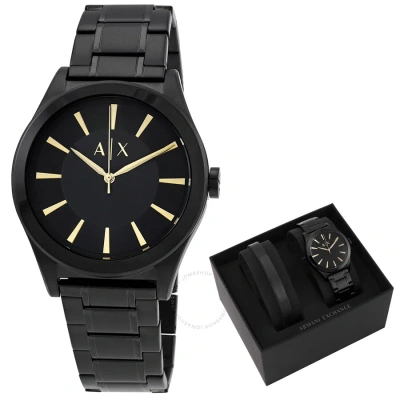 Armani Exchange Active Black Dial Men's Gift Set Ax7102 In Gold