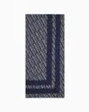 Armani Exchange Allover Logo Patterned Scarf In Navy Blue
