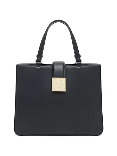 Armani Exchange Amy Palmelato Square Plaque Tote Bag In Black
