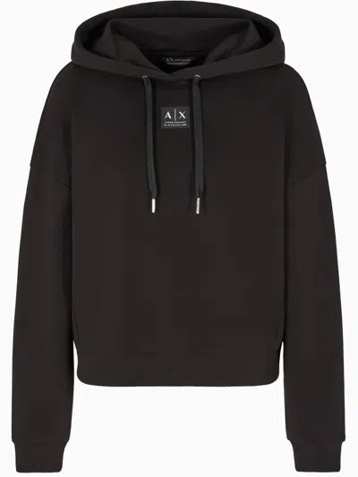 Armani Exchange Appliqué Hoodie In 黑色