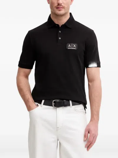Armani Exchange Applique Polo Shirt In Black