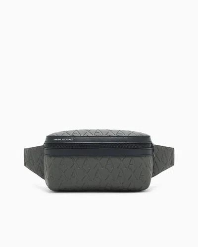 Armani Exchange Asv Allover Logo Bum Bag In Green