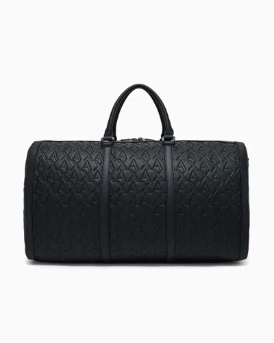 Armani Exchange Asv Allover Logo Duffel Bag In Black