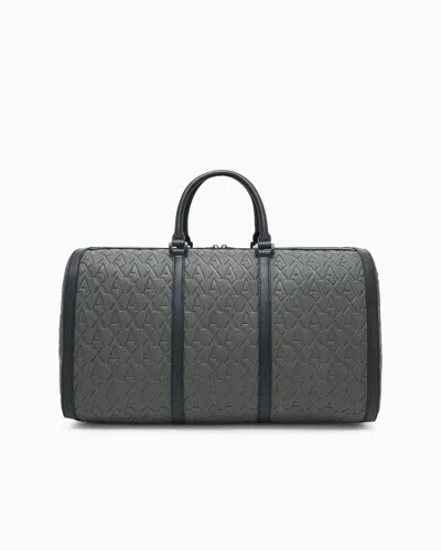 Armani Exchange Asv Allover Logo Duffel Bag In Green