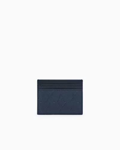 Armani Exchange Asv Card Holder With Money Clip In Navy Blue