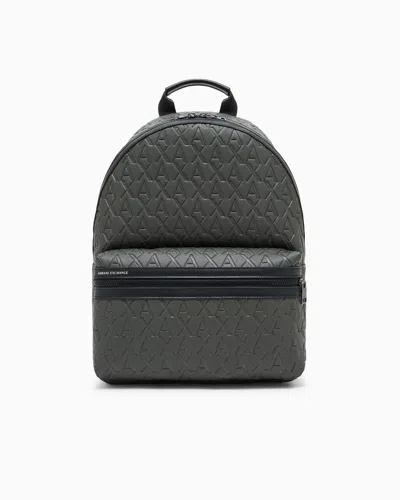 Armani Exchange Asv Recycled Fabric Allover Logo Backpack In Green