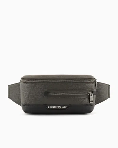 Armani Exchange Asv Recycled Logo Bum Bag In Grey
