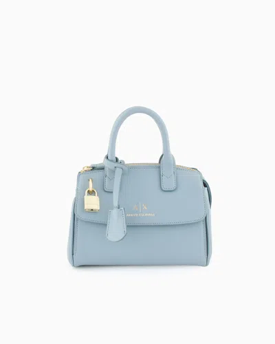 Armani Exchange Asv Small Handbag With Padlock And Metal Details In Light Blue