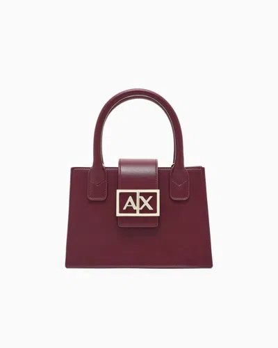 Armani Exchange Asv Small Trapeze Handbag In Burgundy