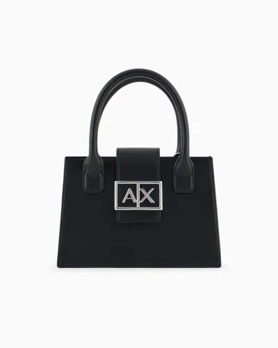 Armani Exchange Asv Small Trapeze Handbag In Black