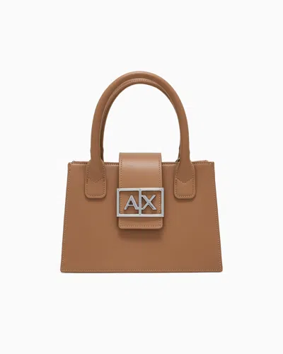 Armani Exchange Asv Small Trapeze Handbag In Brown