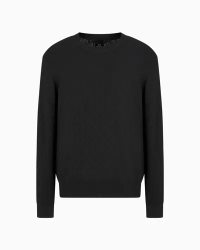 Armani Exchange Asv Tone-on-tone Logo Crewneck Sweater In Green