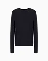 Armani Exchange Asv Tone-on-tone Logo Crewneck Sweater In Navy Blue