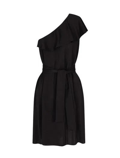 Armani Exchange Asymmetrical Dress In Black
